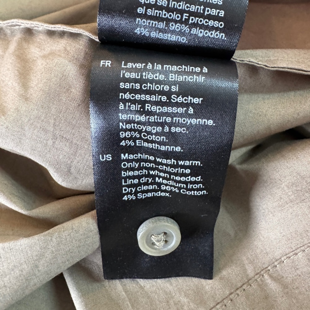 COS Cotton Utility Midi Shirt Dress 8 Khaki Long Sleeve Flap Pockets Minimalist - Picture 6 of 8